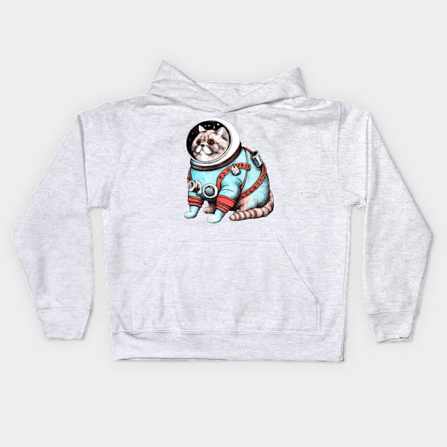 Fat Cat Astronaut (big breath) Kids Hoodie by Webee Shop